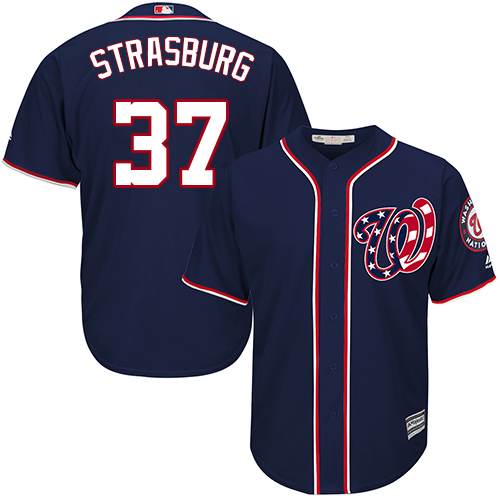Nationals #37 Stephen Strasburg Blue Cool Base EStitched Youth MLB Jersey - Click Image to Close
